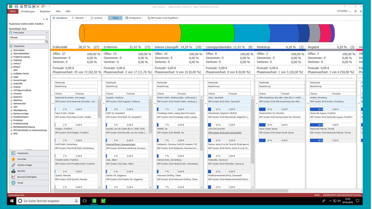 Screenshot aus der Sage 100 xrm Anwendung, Verkaufschancen