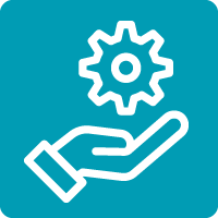 Icon mit Hand und Zahnrad