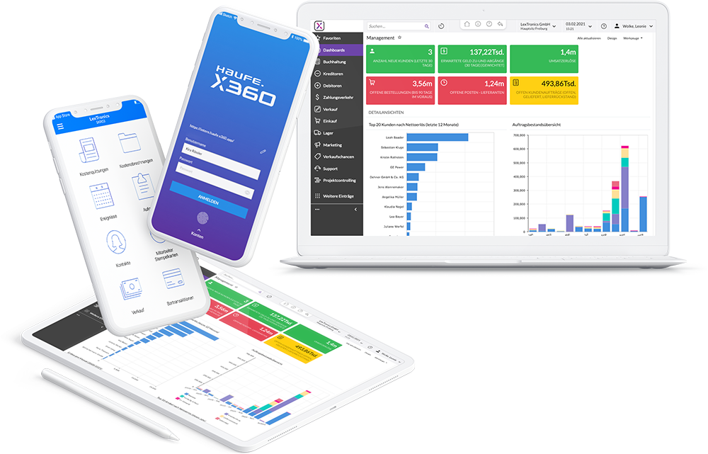 Haufe X360 Software auf Laptop, Handy und Tablet