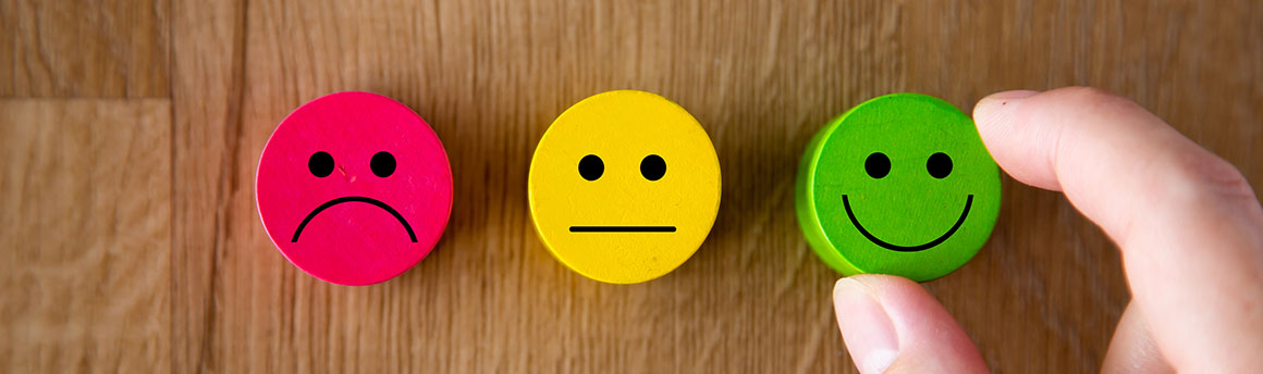 Customer service evaluation and satisfaction survey concepts. The client hand picked the happy face smile icon.