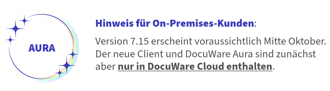 Hinweis on premise DocuWare Aura
