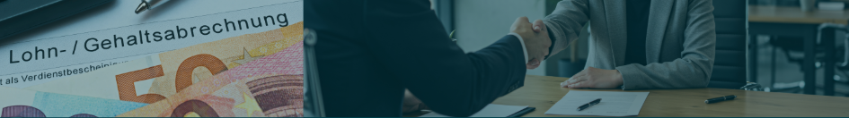 Lohnabrechnung und symbolischer Handschlag