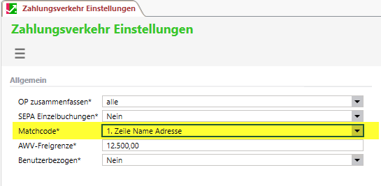 Screenshot-VOP-Einstellungen für Sage 100 Zahlungsverkehr
