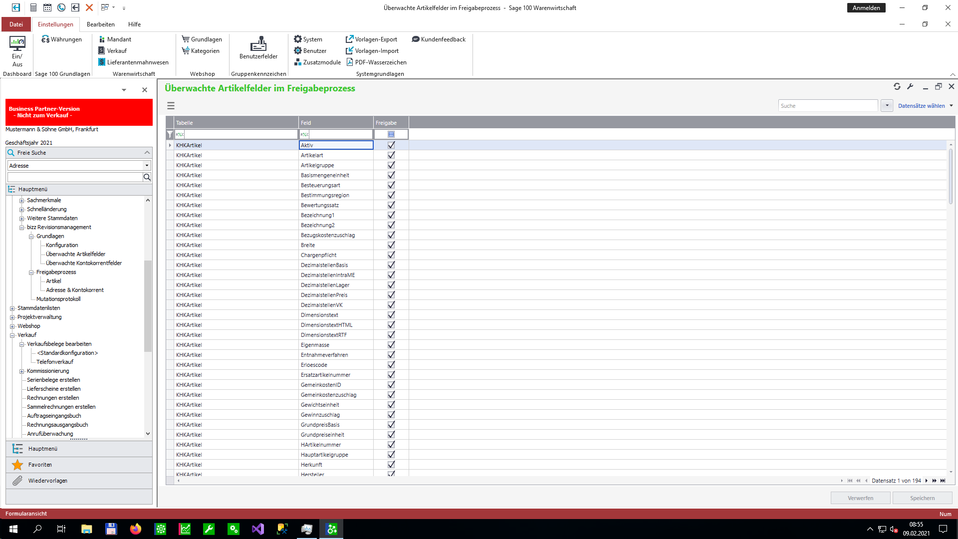 Revisionsmanagement-Screenshot