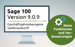 Sage 100 Version 9.0.9 Banner mit Monitor zu den neuen Funktionen
