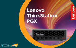 Lenovo ThinkStation PGX Grafik mit Hardware-Gerät und futurischem Hintergrund