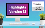Computer-Monitor mit den Wörtern Highlights Version 13 + Haufe X360 Logo