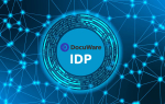 DocuWare IDP Logo mit digitalem Netzwerk-Hintergrund und Binärcode