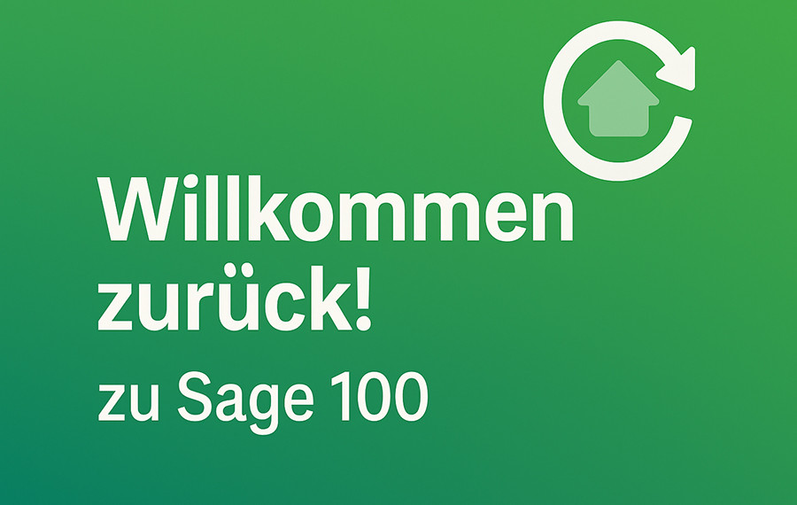 Grüner Verlauf mit Text willkommen zurueck zu Sage 100