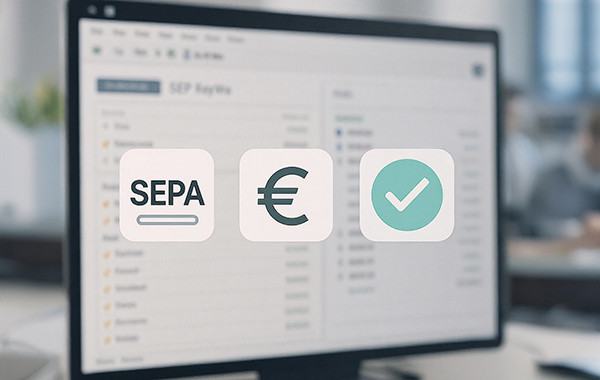 Monitor mit Icons SEPA - EURO