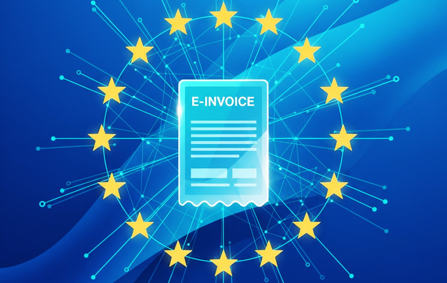 E-Invoice Dokument im Sternenkreis